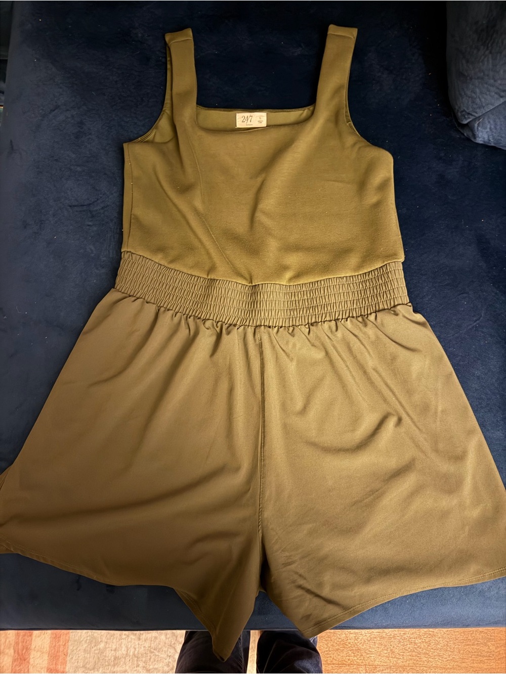 Maurice’s 24/7 Olive Green Tank Romper with Shirred Waist